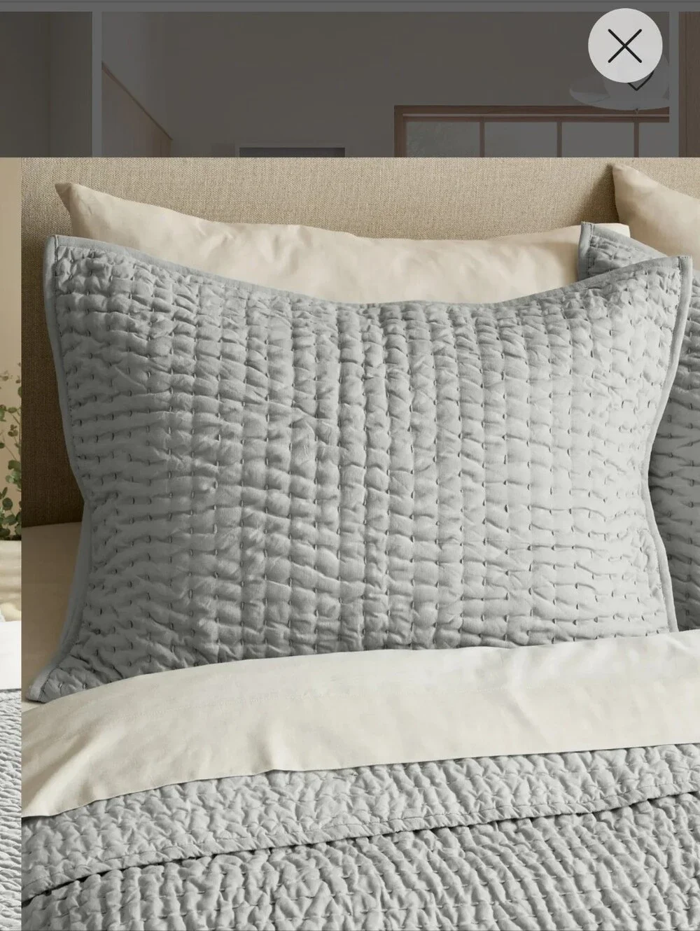 Quince 4 Linen King Pillow Shams, Sea Mist/Butter, NEW! - Picture 4 of 15
